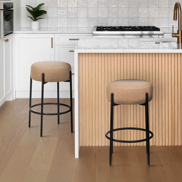 Paola Modern Metal/Bouclé Cushioned Counter & Bar Stool - JONATHAN Y